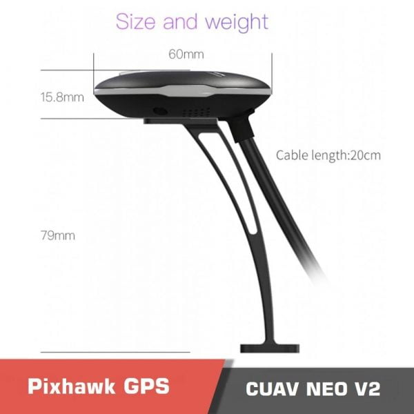 Cuav neo gps v2 with 3d compass safety switch buzzer for pixhawk and rgb led gnss 6 - cuav neo gps v2,gps 3d,gps module - motionew - 2