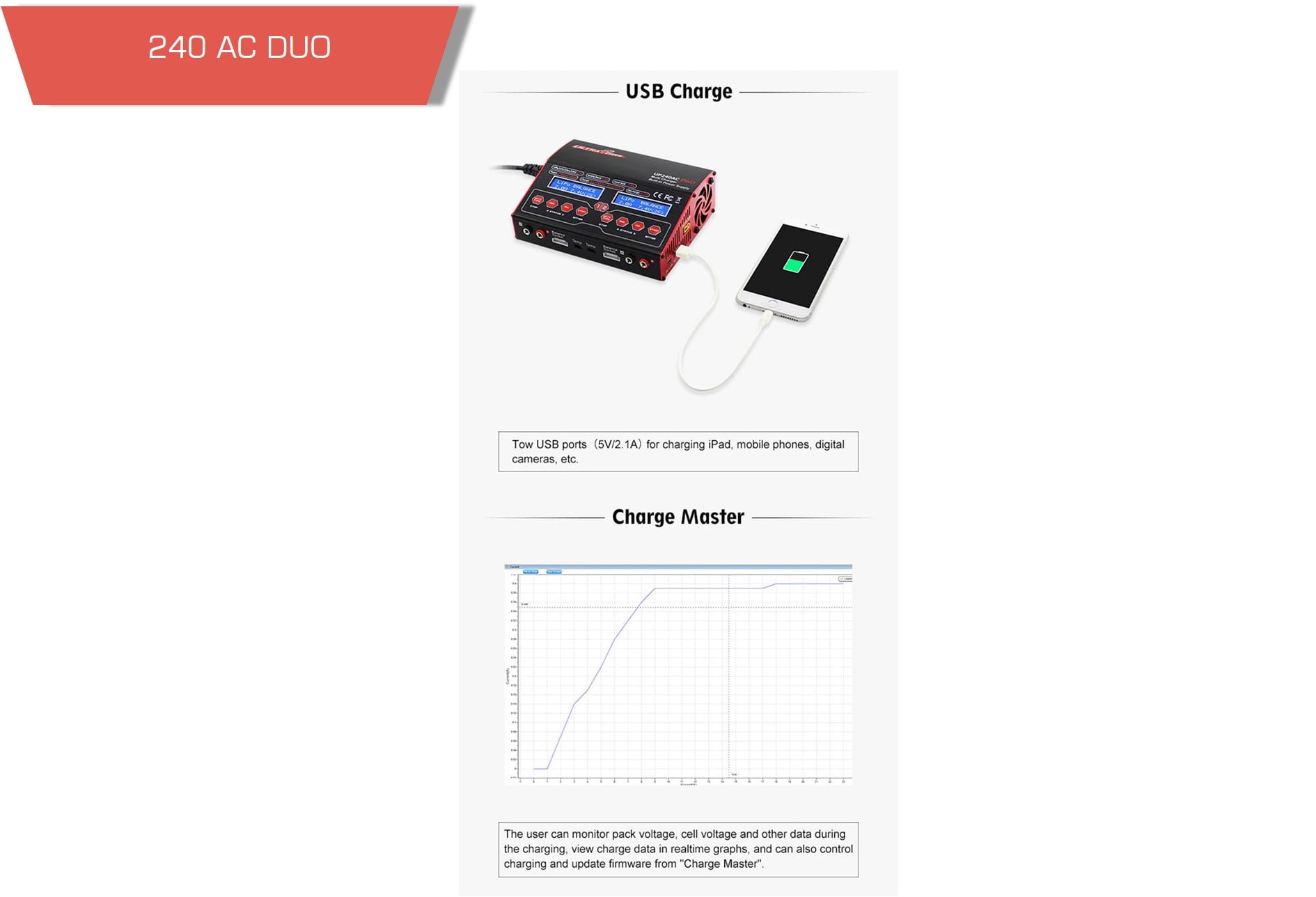 Ultra power up 240 ac duo 240w battery balance charger