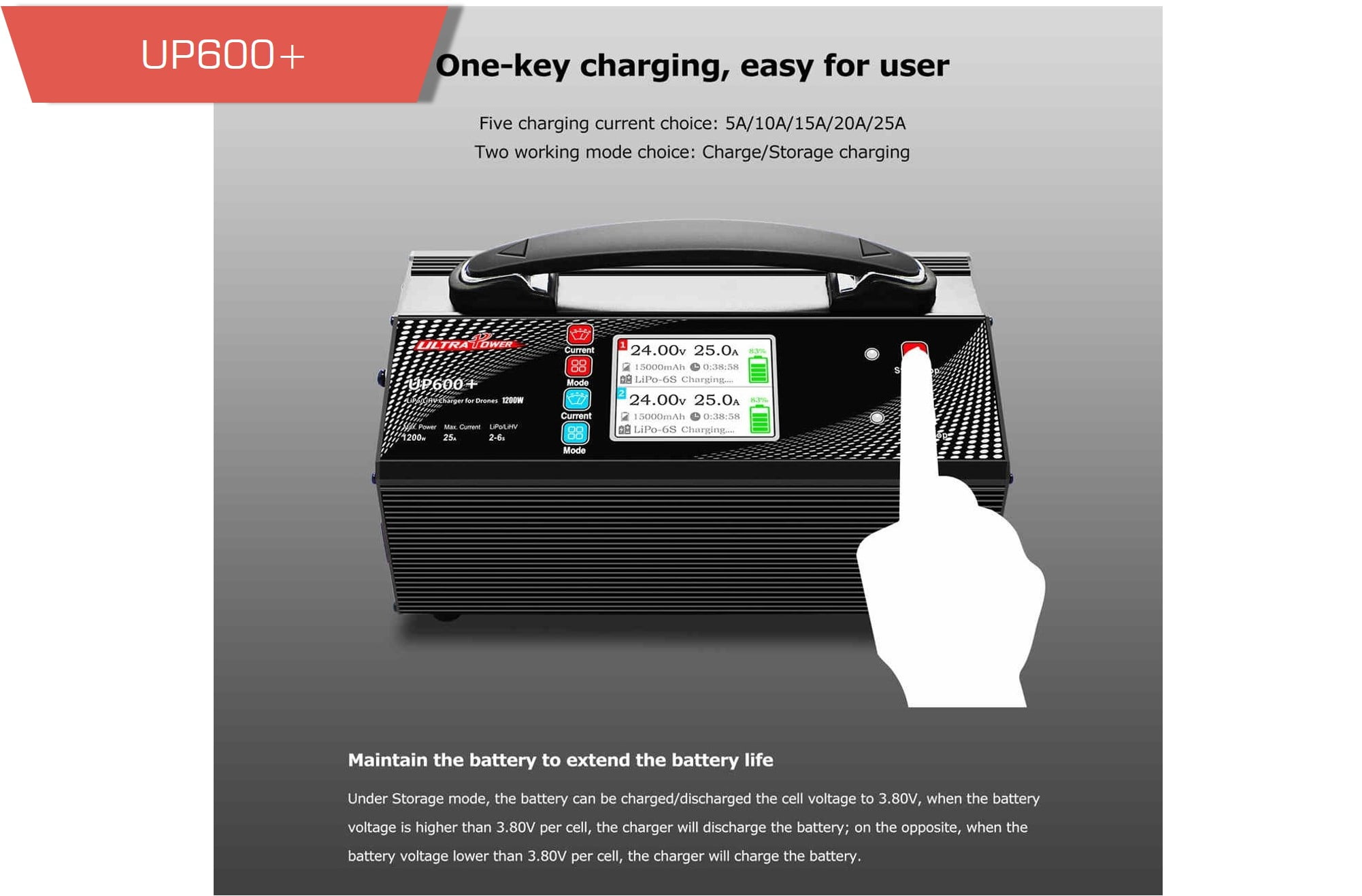 Ccs - up600 plus,up600+,1200w charger,lipo charger,dual charger - motionew - 10