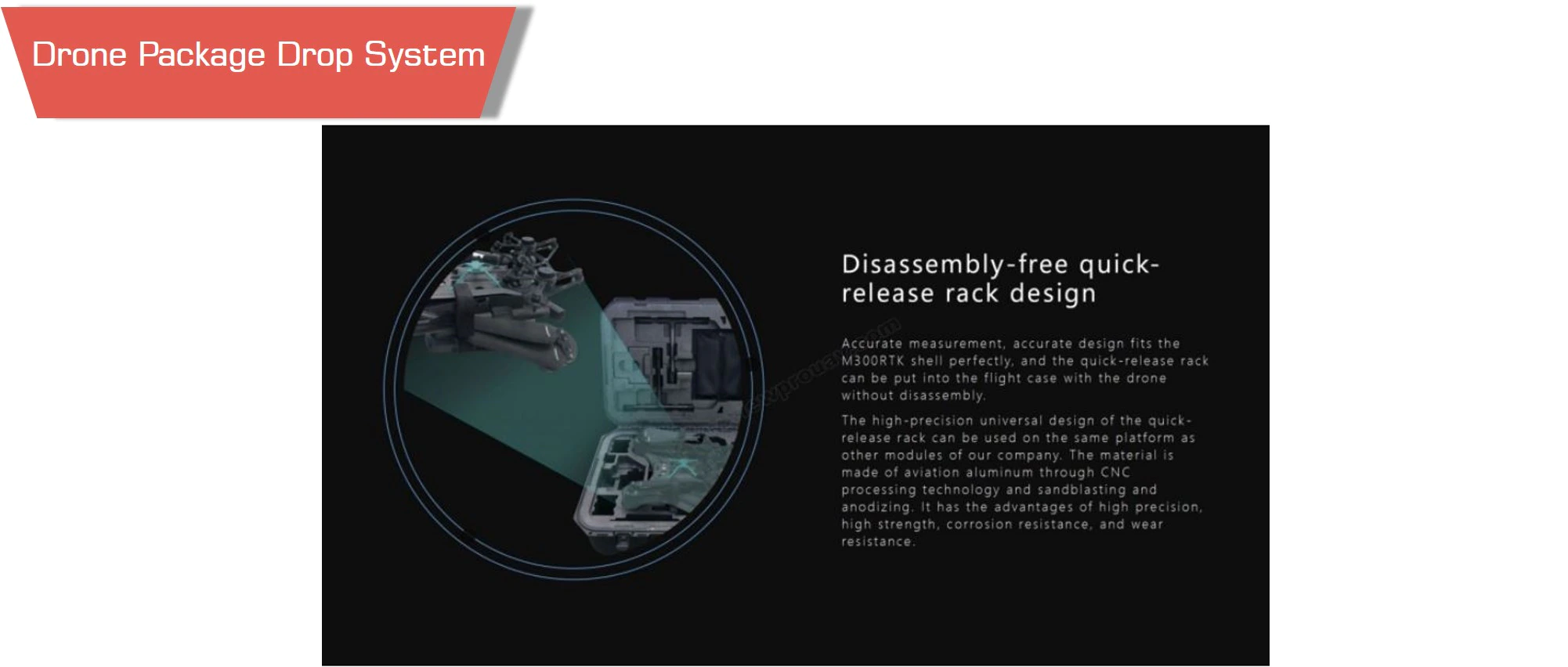 Disassembly-free quick-release rack design of dpd-5 drone package drop system