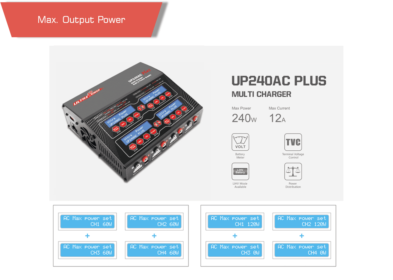 Max power up240 min - ultra power up240, chargeur ultra power, chargeur lipo, chargeur de batterie uav - motionew - 4