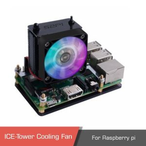 ICE Tower CPU Cooling Fan for Raspberry Pi 4B/3B/B Silver/Black
