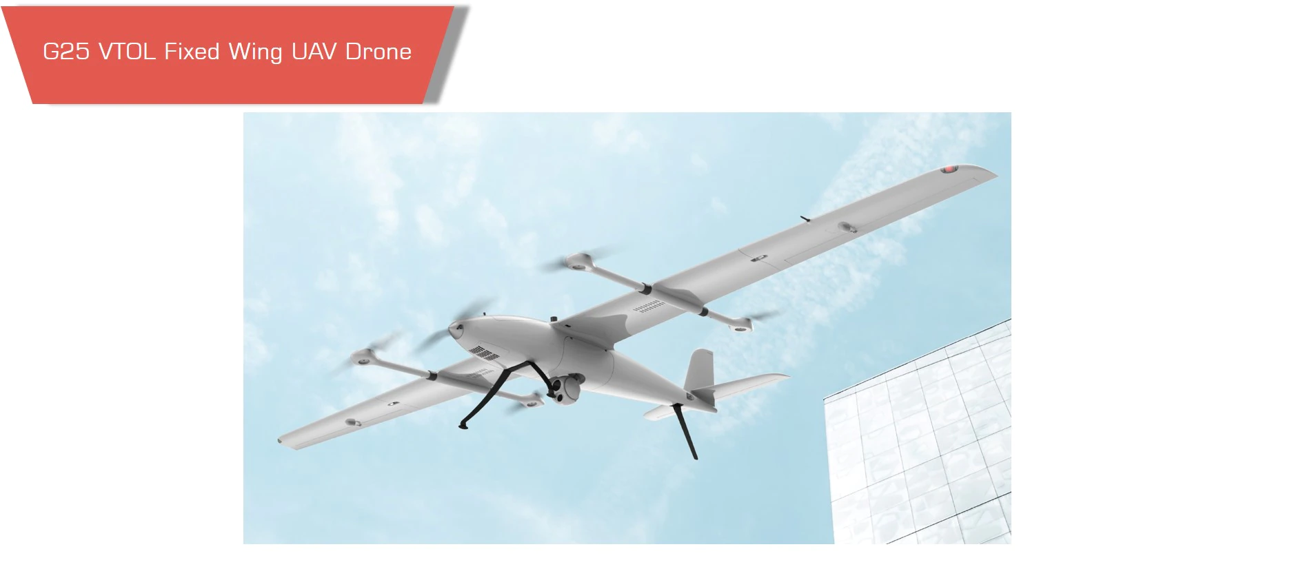 G25 VTOL Fixed Wing UAV Drone for Survey and Rescue with Easy Changeable Payload Bin p6 MotioNew