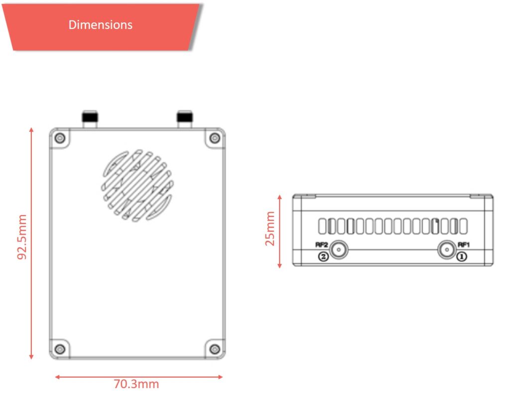 Fx2w dimensions - viulinx, viulinx fx 2w, long range digital video telemetry, digital video telemetry, fpv video transmitter, video and data link, long range rc controller, long range control, long range data link, drone wireless link - motionew - 14