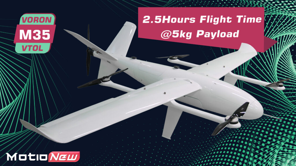 1 - voron m35 vtol uav, long endurance, heavy payload, fixedwing uav, surveying drone, v-tail, v-tail drone, cargo drone, mapping drone, detachable load, detachable payload, large payload, spacious payload, wind resistant, fixed-wing uav - motionew - 1