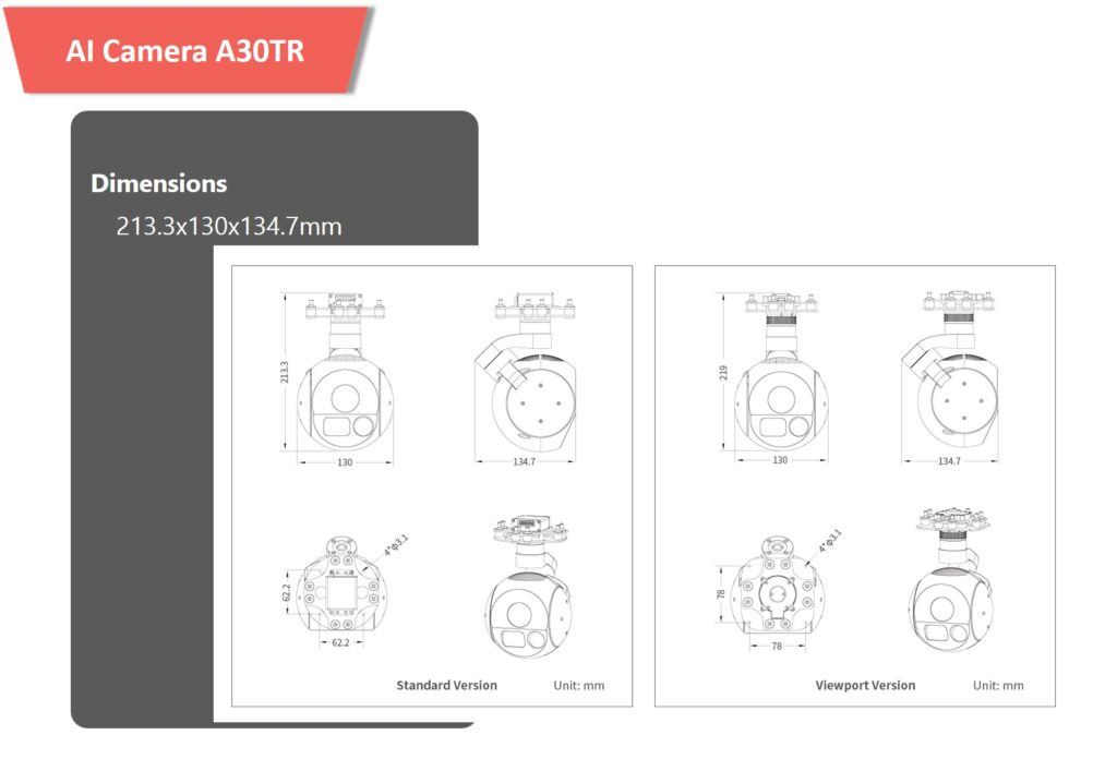 A30tr ai gimbal camera dimensions