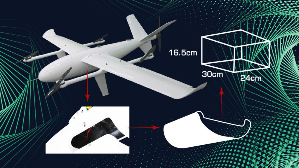 M35 5 1 - vtol drone, long endurance, fixedwing uav, v-tail, v-tail drone, cargo drone, wind resistance, detachable load, detachable payload, mapping drone, surveying drone, fixed-wing uav - motionew - 8