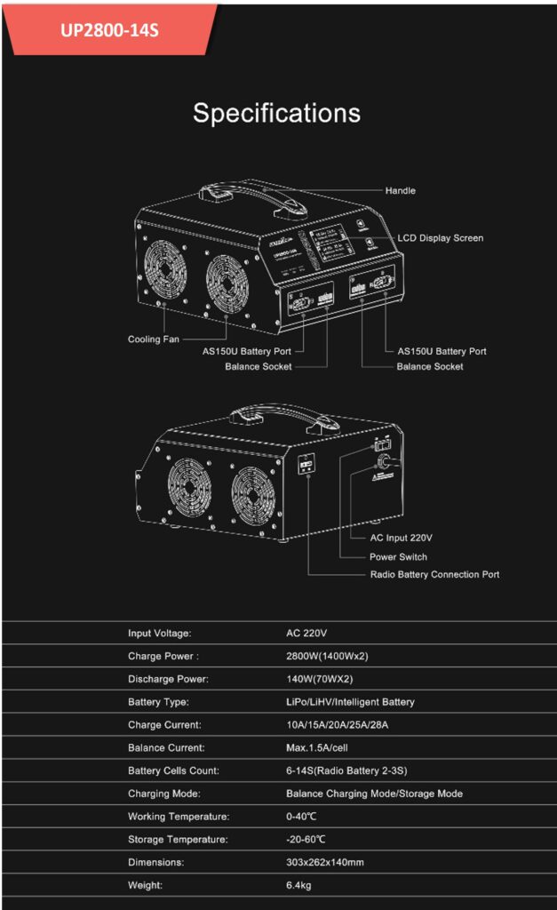 Up2800 14s 12 - up2800-14s,lipo charger,dual charger - motionew - 13