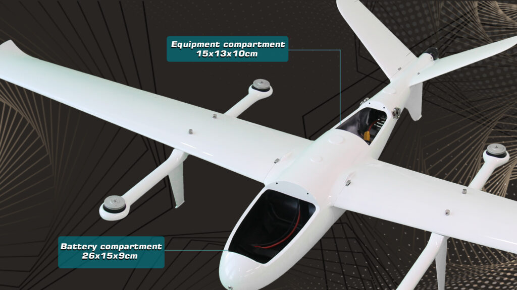 4 - vtol drone, long endurance, fixedwing uav, t-tail, t-tail drone, cargo drone, wind resistance, detachable load, detachable payload, mapping drone, surveying drone, fixed-wing uav - motionew - 11
