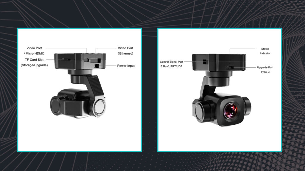 A8min. 11 - siyi a8 mini,a8 mini,high-precise foc program,professional 3-axis high-precise foc program,siyi,hdmi,4k ultra hd camera,sony 1/1. 7-inch cmos sensor,ai smart identify tracking,6x digital zoom,mini 3-axis stabilizer,lightweight gimbal camera,starlight night vision camera,fpv drones,uav ugv usv rc planes,small gimbal camera,ethernet,cvbs (av) video output ports,s. Bus / uart / udp control signal input ports,s. Bus control signal output port,55x55x70mm dimension,upside down mode,hdr video recording - motionew - 20