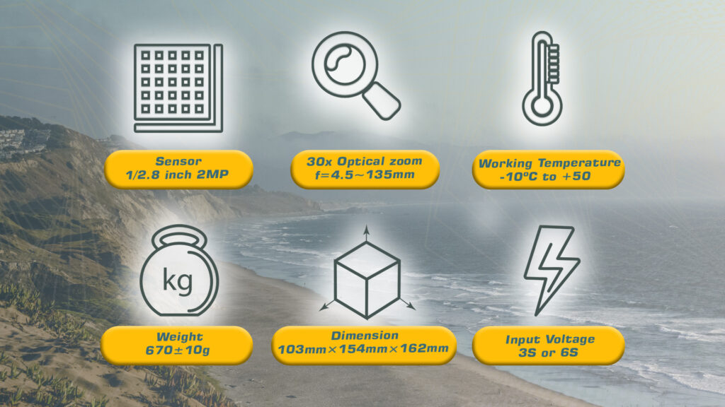 Specifications of mg330 gimbal camera