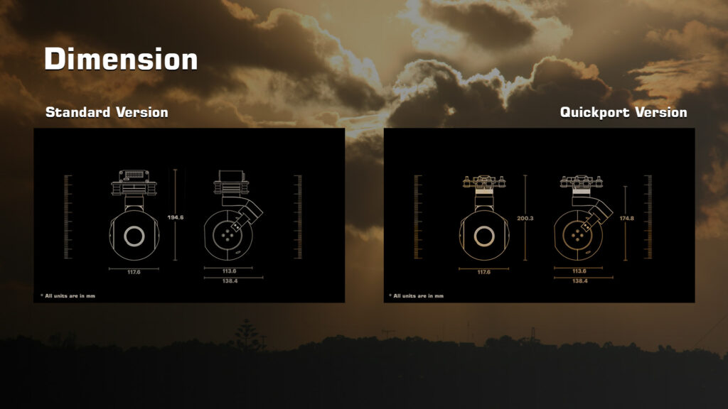 A40 pro gimbal camera dimensions