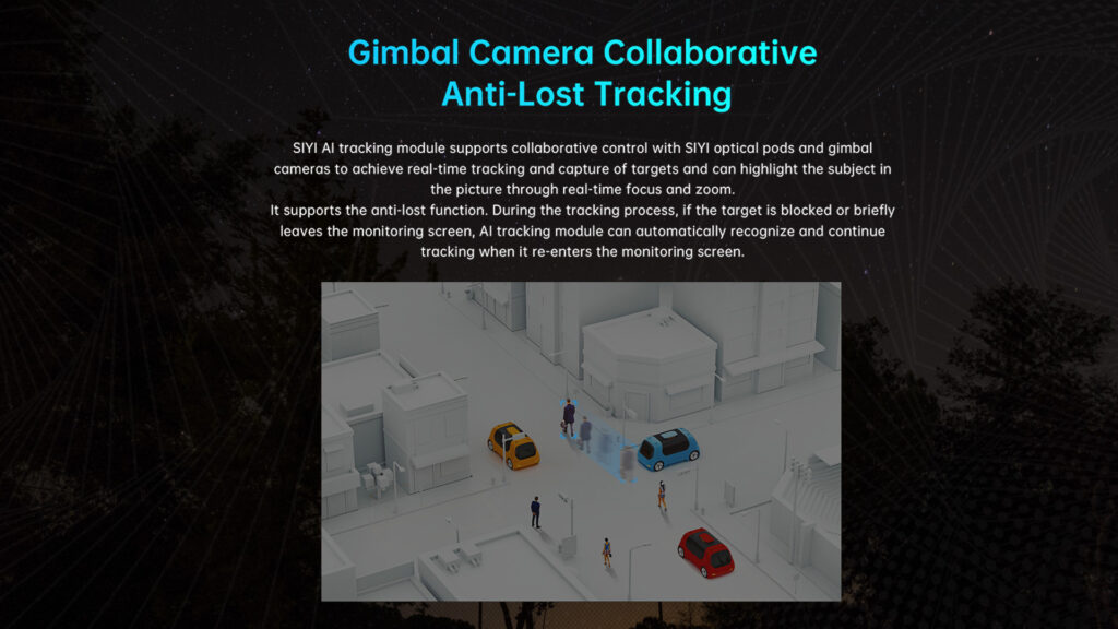 Gimbal camera collaborative of siyi ai tracking module