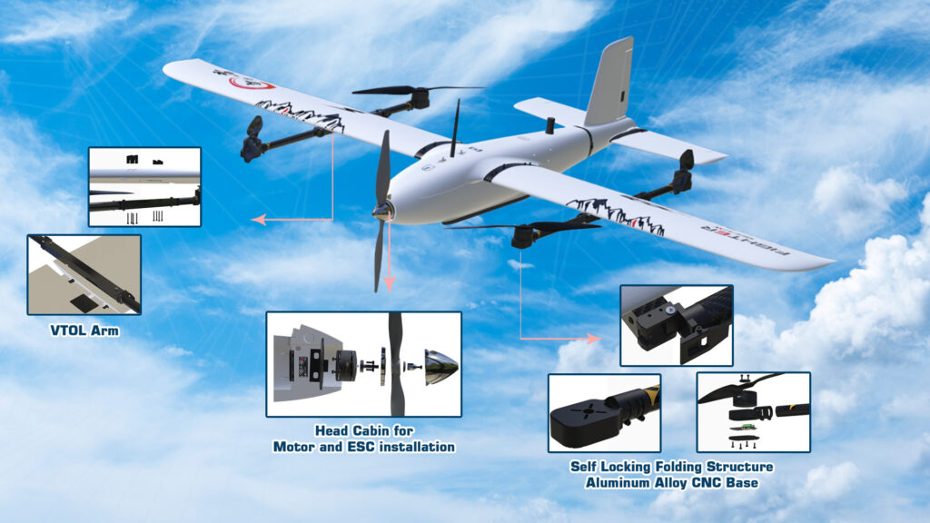 fighter vtol.5 - MFE Fighter VTOL,MFE Fighter,Fixed-Wing Flight Platform,Long Endurance,fixedwing UAV,cargo drone,Aerial Survey Equipment,VTOL Drone for Surveying,Long-Range Aerial Mapping,Precision Agriculture UAV,High-Altitude Surveillance Drone,Engineering Survey UAV,Environmental Monitoring Drone,Drone for Land Surveying - MotioNew - 10