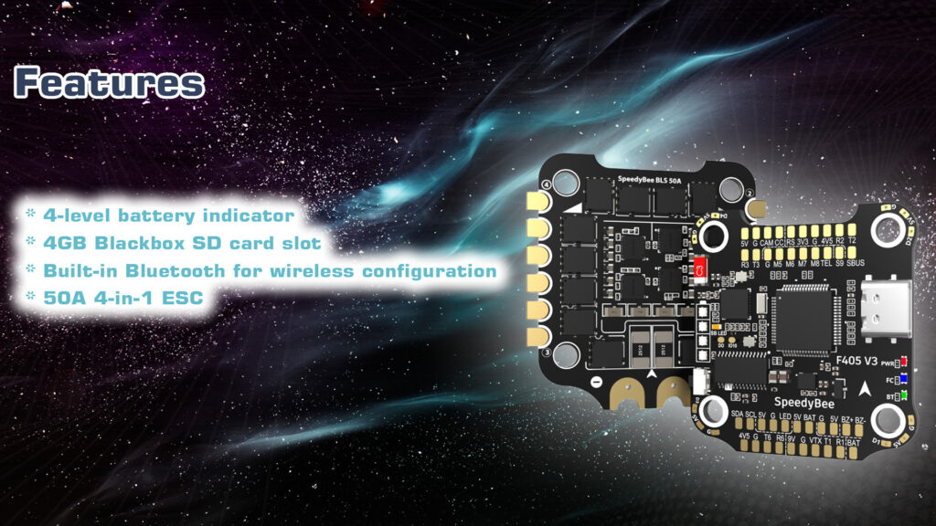 Speedybee f405. 3 - speedybee f405 v3, speedybee f405 v3 bls 50a 30x30 stack, autopilot, esc, f405, bec, pwm control - motionew - 11