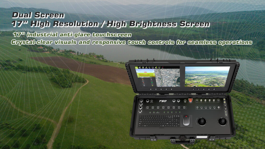 Gcs t50. 6 - t50 gcs,handheld ground control station,ground control station,suitcase gcs,gcs,radio control,high brightness,high resolution,high brightness screen,1040nit brightness,1000nit brightness,video transmission,control system,data transmission,rc access,ideal for harsh environment,long-range,transparent transmission,lan port,multiple programming mode,remote control,various external input,dual screen,dual screen gcs - motionew - 17