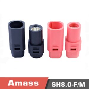 Amass AS250 SH8.0-M/F silver-plated 8mm anti-reverse plug high current lithium battery connector pack of 5 pieces
