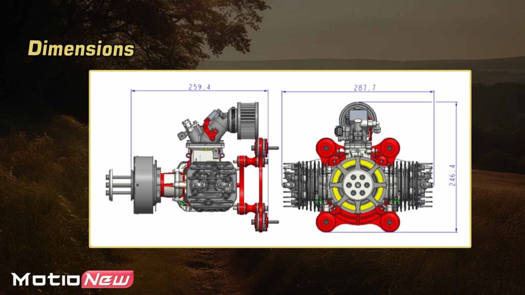 Gasoline engine model b2g170 dimensions