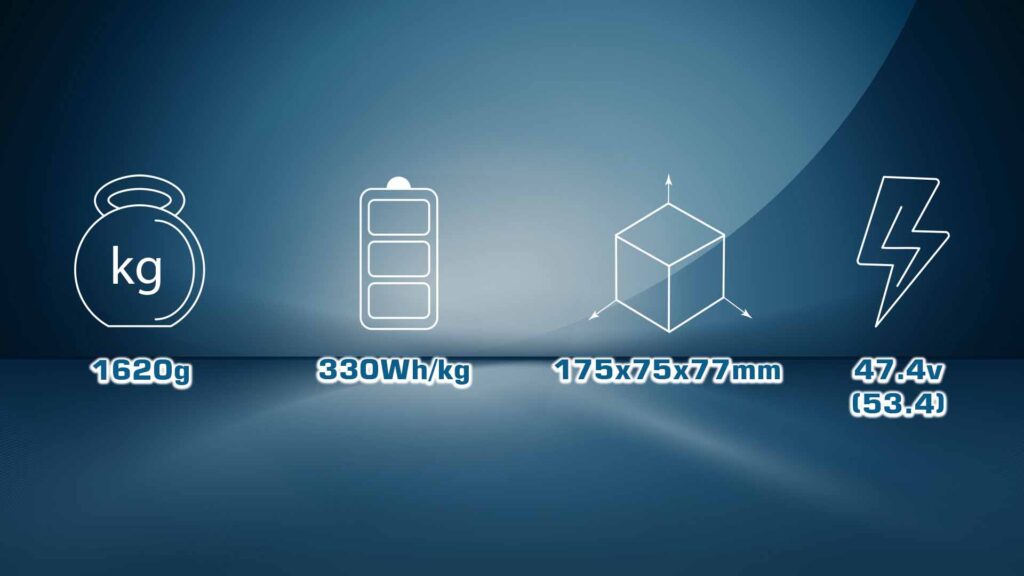Specifications of semi solid-state battery | model ultra rock ultra hv battery 12s 11000mah 330wh/kg energy density 25c discharge rate