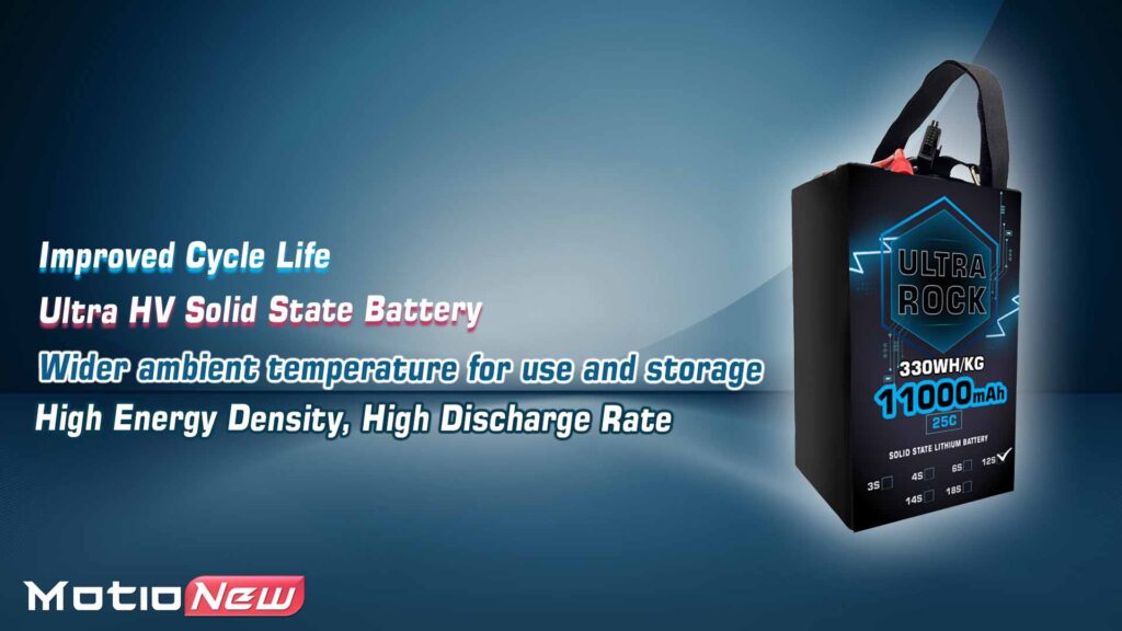 Main features of semi solid-state battery | model ultra rock ultra hv battery 12s 11000mah 330wh/kg energy density 25c discharge rate