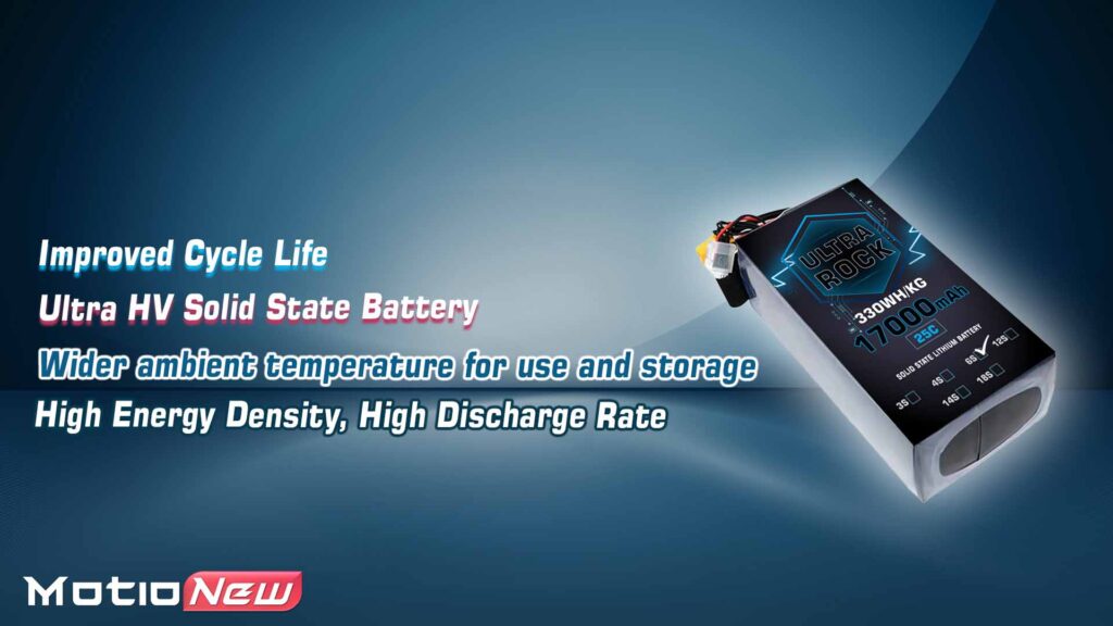 Main features of semi solid-state battery | model ultra rock ultra hv battery 6s 17000mah 330wh/kg energy density 25c discharge rate