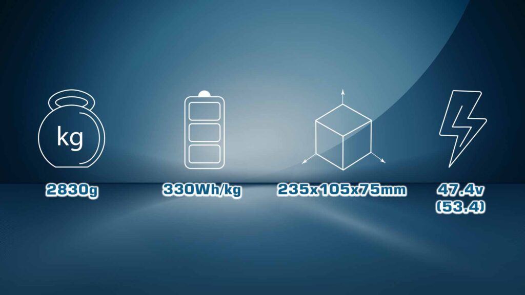 Specifications of semi solid-state battery | model ultra rock ultra hv battery 12s 19500mah 330wh/kg energy density 25c discharge rate