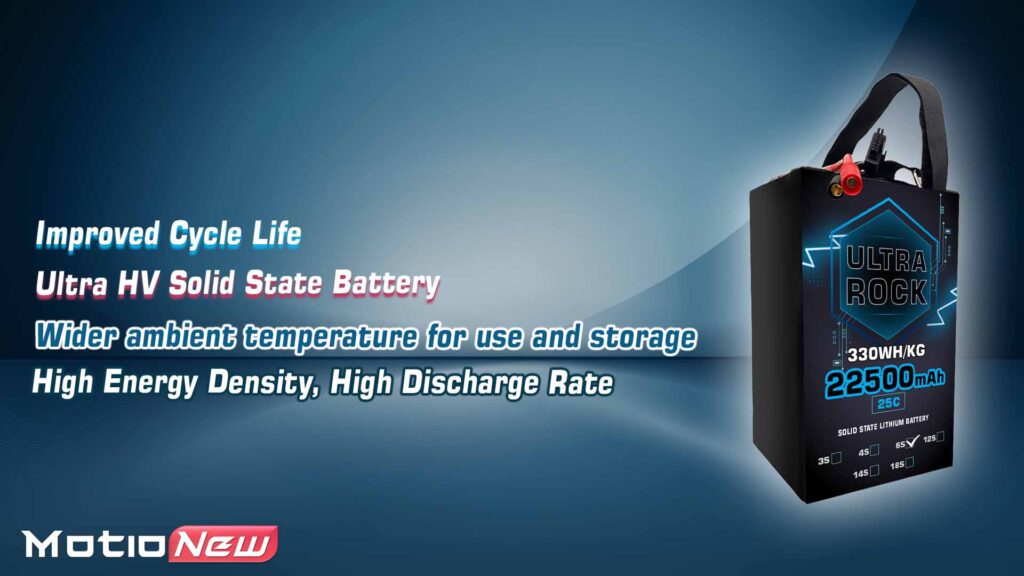 Main features of semi solid-state battery | model ultra rock ultra hv battery 6s 22500mah 330wh/kg energy density 25c discharge rate