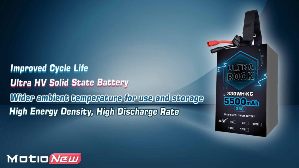 Main features of semi solid-state battery | model ultra rock ultra hv battery 3s 5500mah 330wh/kg energy density 25c discharge rate