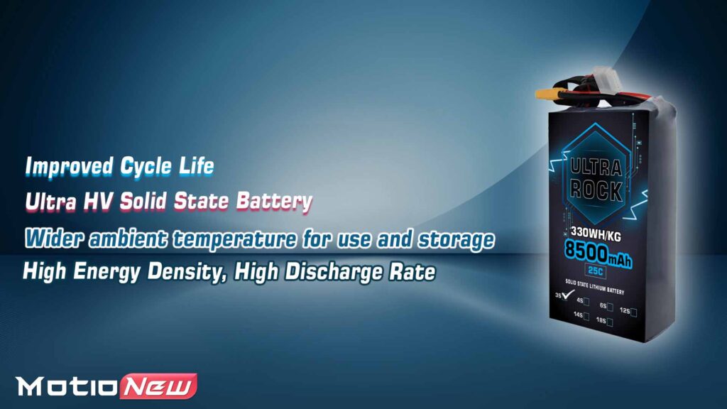 Main features of semi solid-state battery | model ultra rock ultra hv battery 3s 8500mah 330wh/kg energy density 25c discharge rate