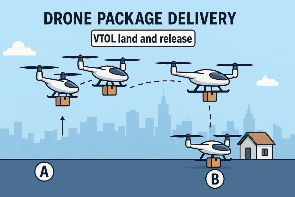 Delivery-vtol-land-and-release