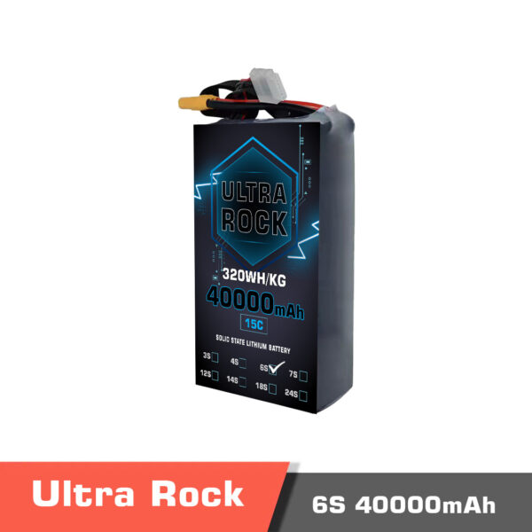 Semi solid-state battery | model ultra rock ultra hv battery 6s 40000mah 320wh/kg energy density 15c discharge rate