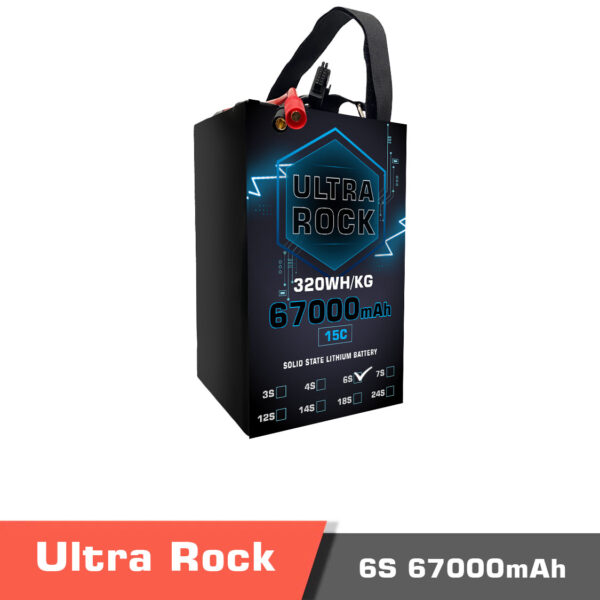 Semi solid-state battery | model ultra rock ultra hv battery 6s 67000mah 320wh/kg energy density 7c discharge rate