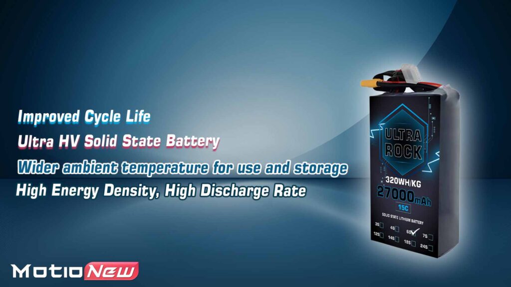 27000 6s. 3 - ultra hv battery 6s 27000mah 320wh/kg energy density 15c discharge rate - motionew - 4