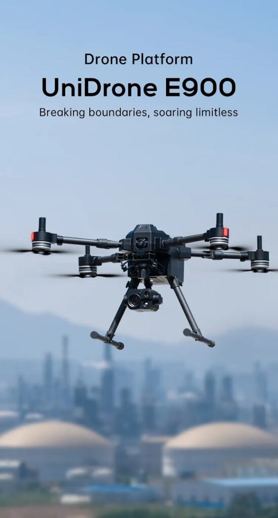 Unidrone e900 industrial drone flying