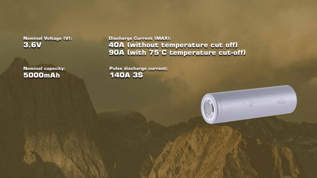 21700 battery cell performance specs