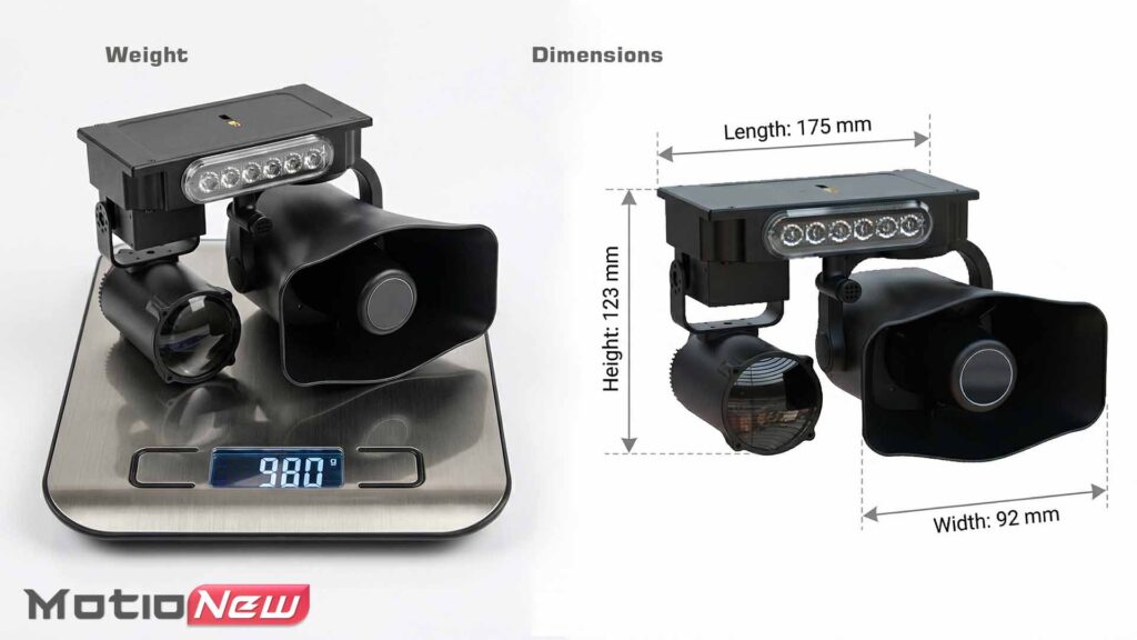 Wireless megaphone light - model mnwm01 weight and dimensions